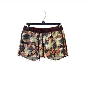 Bench Body Burgundy Green Floral Board Swim Beach Shorts Small NWT